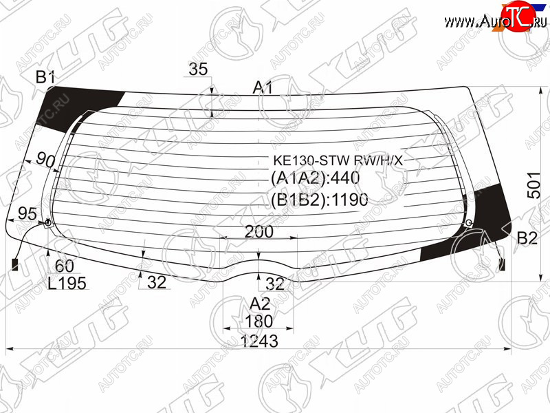 7 999 р. Стекло заднее (Цвет зеленый Обогрев) Toyota Corolla Fielder (E140) 06-12 XYG KE130-STW RW/H/X  с доставкой в г. Майкоп