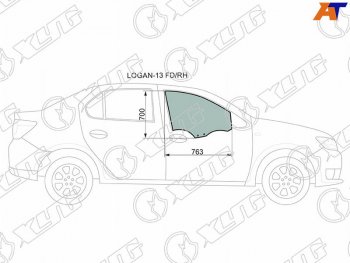 2 599 р. Стекло боковое опускное (Спереди Справа Цвет зеленый) Renault Logan 14-22  Sandero 14-22  Dacia XYG LOGAN-13 FD/RH  с доставкой в г. Майкоп. Увеличить фотографию 1