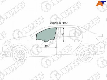 2 599 р. Стекло боковое опускное (Спереди Слева Цвет зеленый) Renault Logan 14-22  Sandero 14-22  Dacia L XYG LOGAN-13 FD/LH  с доставкой в г. Майкоп. Увеличить фотографию 1