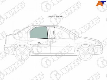 2 569 р. Стекло боковое опускное (Сзади Справа Цвет зеленый) XYG LOGAN RD/RH  с доставкой в г. Майкоп. Увеличить фотографию 1