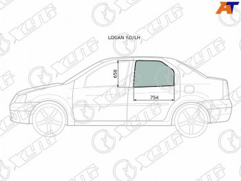 2 569 р. Стекло боковое опускное (Сзади Слева Цвет зеленый) Renault Logan 04-16  Dacia Logan 04-08 XYG LOGAN RD/LH  с доставкой в г. Майкоп. Увеличить фотографию 1