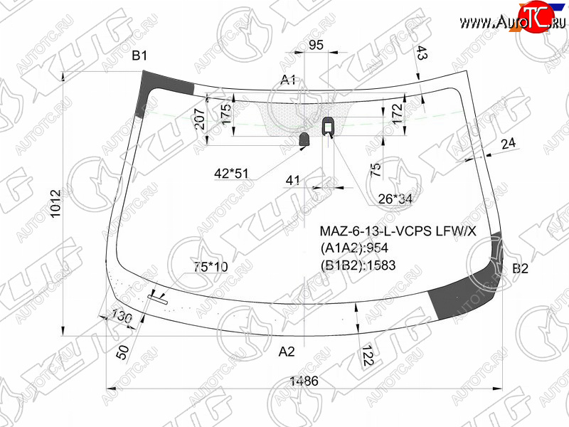 7 199 р. Стекло лобовое (Датчик дождя) Mazda 6 12- XYG MAZ-6-13-L-VCPS LFW/X  с доставкой в г. Майкоп