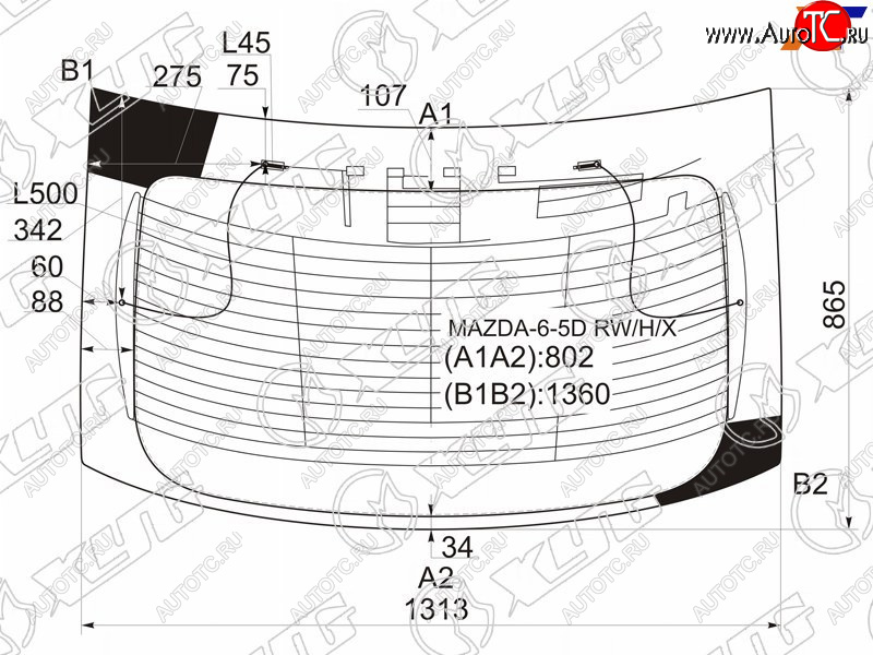 10 999 р. Стекло заднее (Цвет зеленый Обогрев) Mazda 6 02-08  Atenza 02-07 XYG MAZDA-6-5D RW/H/X  с доставкой в г. Майкоп