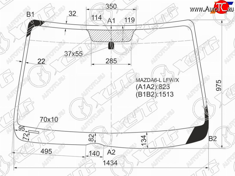 6 899 р. Стекло лобовое Mazda 6 02-08 XYG MAZDA6-L LFW/X  с доставкой в г. Майкоп
