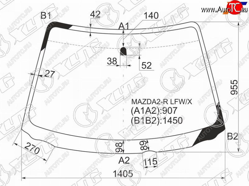 5 999 р. Стекло лобовое Mazda Demio 02-07 XYG MAZDA2-R LFW/X  с доставкой в г. Майкоп