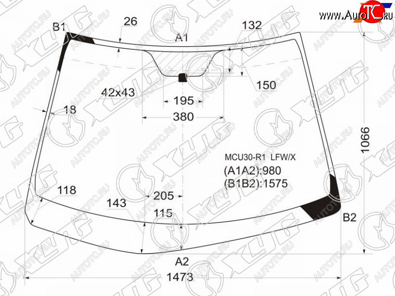 9 999 р. Стекло лобовое Toyota Harrier (XU30) 03-13  Lexus RX 03-09 XYG MCU30-R1 LFW/X  с доставкой в г. Майкоп