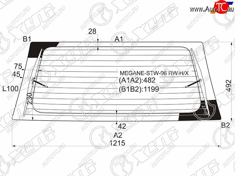 9 749 р. Стекло заднее (Цвет зеленый Обогрев) Renault Megane 95-03 XYG MEGANE-STW-96 RW/H/X  с доставкой в г. Майкоп