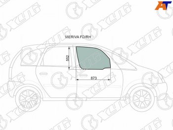 2 789 р. Стекло боковое опускное (Спереди Справа Цвет зеленый) Chevrolet Meriva 04-12  Opel Meriva 03-10 XYG MERIVA FD/RH  с доставкой в г. Майкоп. Увеличить фотографию 1
