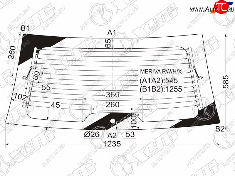 9 249 р. Стекло заднее (Цвет зеленый Обогрев) Chevrolet Meriva 04-12  Opel Meriva 03-10 XYG MERIVA RW/H/X  с доставкой в г. Майкоп