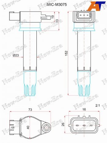 3 379 р. Катушка зажигания MITSUBISHI PAJERO V80 90# 6G72 NEW ERA MIC-M3075  с доставкой в г. Майкоп. Увеличить фотографию 1