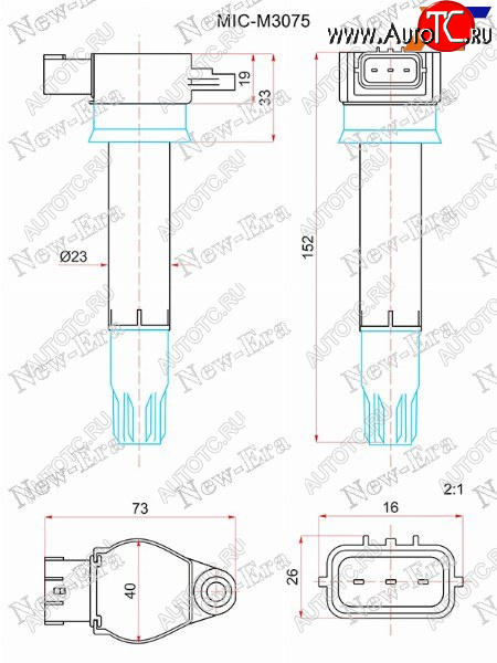 3 379 р. Катушка зажигания MITSUBISHI PAJERO V80 90# 6G72 NEW ERA MIC-M3075  с доставкой в г. Майкоп