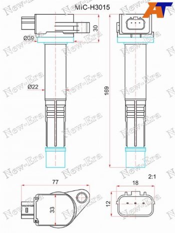 3 199 р. Катушка зажигания HONDA ACCORD CU 08-CR-V RM 10-CIVIC 12-CROSSTOUR 12- R20A24A NEW ERA MIC-H3015  с доставкой в г. Майкоп. Увеличить фотографию 1