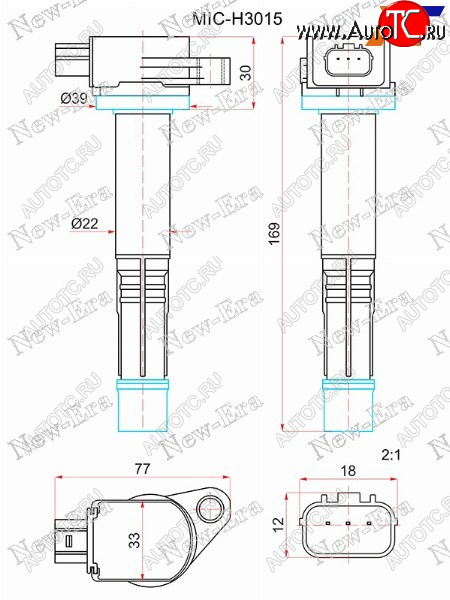 3 199 р. Катушка зажигания HONDA ACCORD CU 08-CR-V RM 10-CIVIC 12-CROSSTOUR 12- R20A24A NEW ERA MIC-H3015  с доставкой в г. Майкоп
