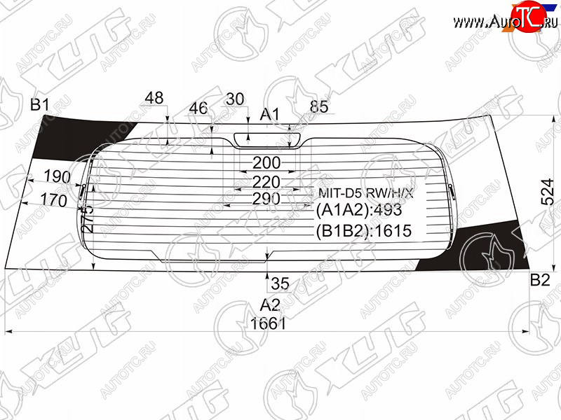 11 849 р. Стекло заднее (Цвет зеленый Обогрев) Mitsubishi Delica D:5 07- XYG MIT-D5 RW/H/X  с доставкой в г. Майкоп