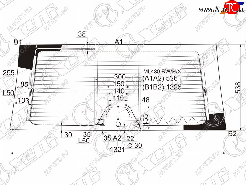 9 549 р. Стекло заднее (Цвет зеленый Обогрев Антенна) Mercedes-Benz M-Class 97-05 XYG ML430 RW/H/X  с доставкой в г. Майкоп