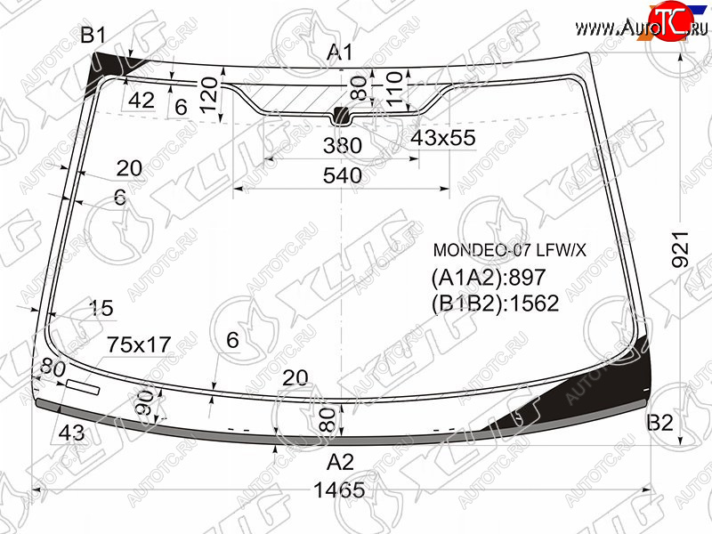 6 899 р. Стекло лобовое (Молдинг) Ford Mondeo 07-15 XYG MONDEO-07 LFW/X  с доставкой в г. Майкоп