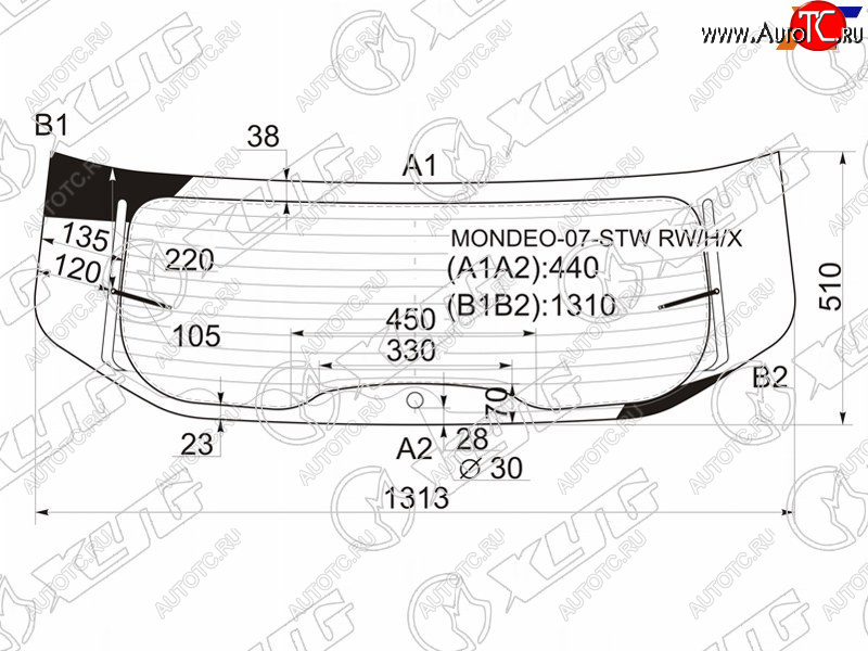 10 549 р. Стекло заднее (Цвет зеленый Обогрев 5D WGN) Ford Mondeo 07-15 XYG MONDEO-07-STW RW/H/X  с доставкой в г. Майкоп