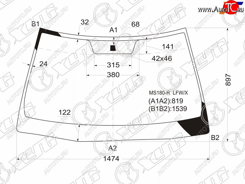 7 999 р. Стекло лобовое Toyota Crown 03-08 XYG MS180-R LFW/X  с доставкой в г. Майкоп