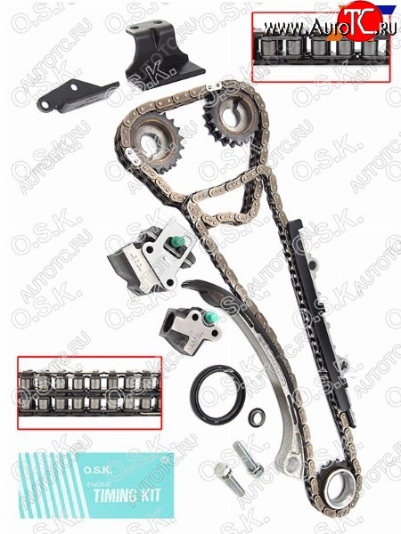 25 749 р. Комплект для замены цепи ГРМ NISSAN KA24DE 98- (двухрядная цепь распредвала) OSK N124X  с доставкой в г. Майкоп