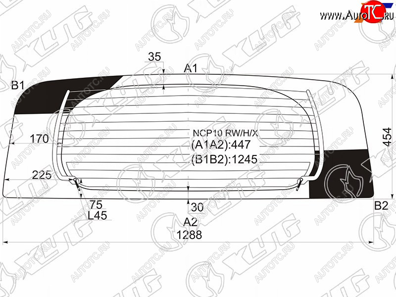 8 499 р. Стекло заднее (Цвет зеленый Обогрев) Toyota Ractis 05-10 XYG NCP10 RW/H/X  с доставкой в г. Майкоп