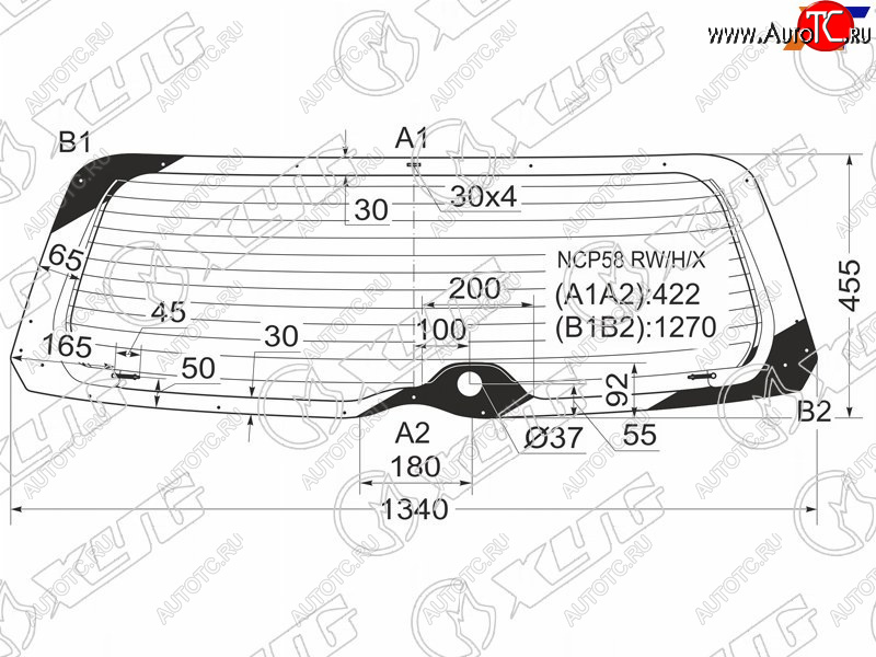 7 449 р. Стекло заднее (Цвет зеленый Обогрев) Toyota Succeed 02-20 XYG NCP58 RW/H/X  с доставкой в г. Майкоп