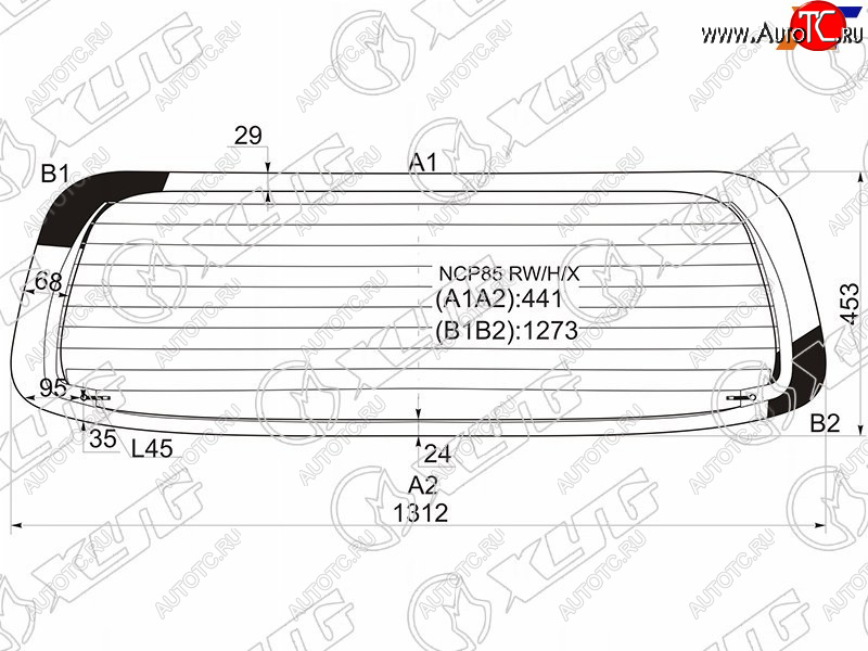 8 749 р. Стекло заднее (Цвет зеленый Обогрев) Toyota Probox 02-  Mazda Familia 18- XYG NCP85 RW/H/X  с доставкой в г. Майкоп