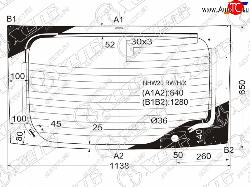 8 299 р. Стекло заднее (Цвет зеленый Обогрев) Toyota Prius (NHW20) 03-11 XYG NHW20 RW/H/X  с доставкой в г. Майкоп