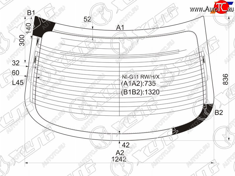 7 199 р. Стекло заднее (Цвет зеленый Обогрев Антенна) Nissan Almera 12-19  Bluebird Sylphy 05-12 XYG NI-G11 RW/H/X  с доставкой в г. Майкоп