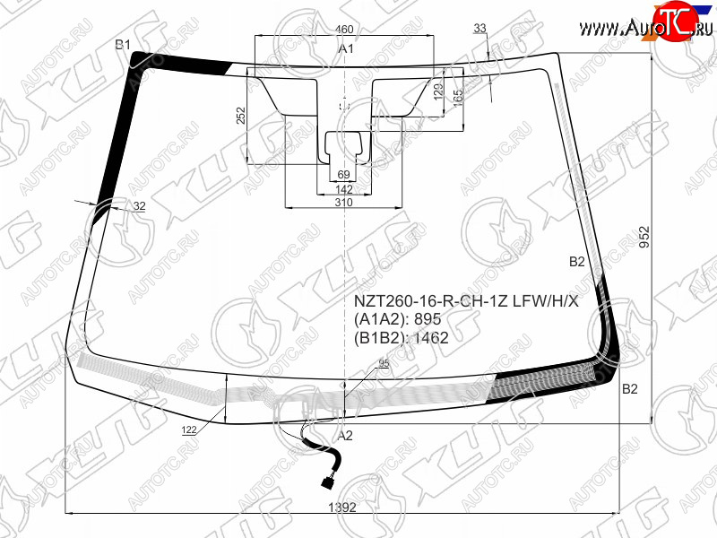 9 299 р. Стекло лобовое (Обогрев щеток Камера) Toyota Allion (T260) 16-21  Premio 16-21 XYG NZT260-16-R-CH-1Z LFW/H/X  с доставкой в г. Майкоп