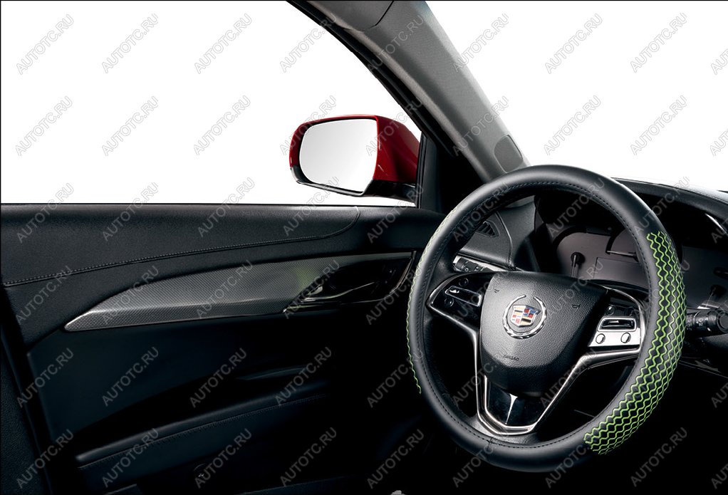 689 р. Оплётка на руль (37-39см GP 2201 кож/зам) Автопилот KIA Optima 2 MG седан (2005-2010) (черный/зеленый)  с доставкой в г. Майкоп