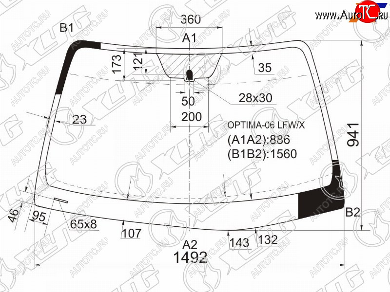 8 449 р. Стекло лобовое Kia Optima 05-08  Lotze 05-07  Magentis 06-09                                       XYG OPTIMA-06 LFW/X  с доставкой в г. Майкоп