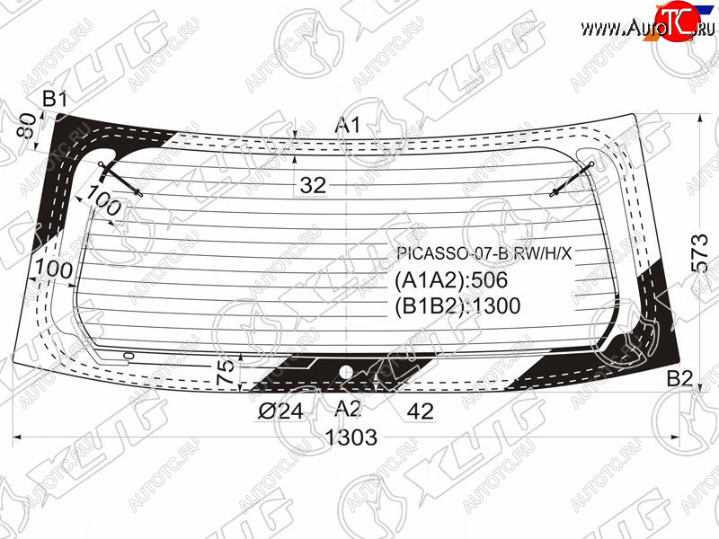 9 549 р. Стекло заднее (Цвет зеленый Обогрев) Citroen C4 Picasso 07-14  Grand C4 Picasso 07-14 XYG PICASSO-07-B RW/H/X  с доставкой в г. Майкоп