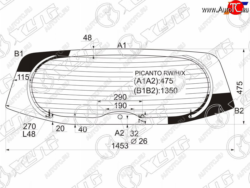 8 649 р. Стекло заднее (Цвет зеленый Обогрев) Kia Picanto 03-11  Morning 04-10 XYG PICANTO RW/H/X  с доставкой в г. Майкоп