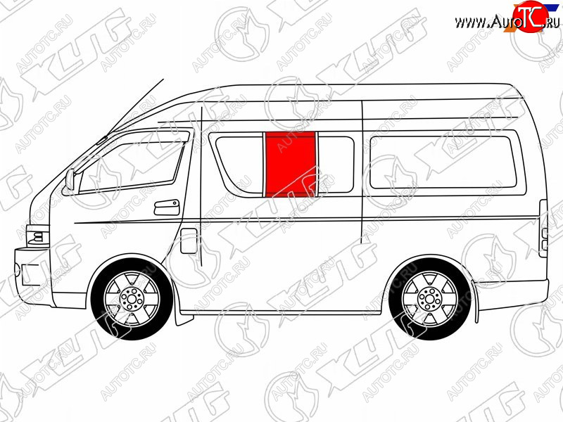 1 859 р. Стекло кузова боковое (не опускное) (Слева Цвет зеленый) Toyota Hiace 04-20  Regius Ace 04-20 XYG RH200-ST-L SF/LH2/X  с доставкой в г. Майкоп