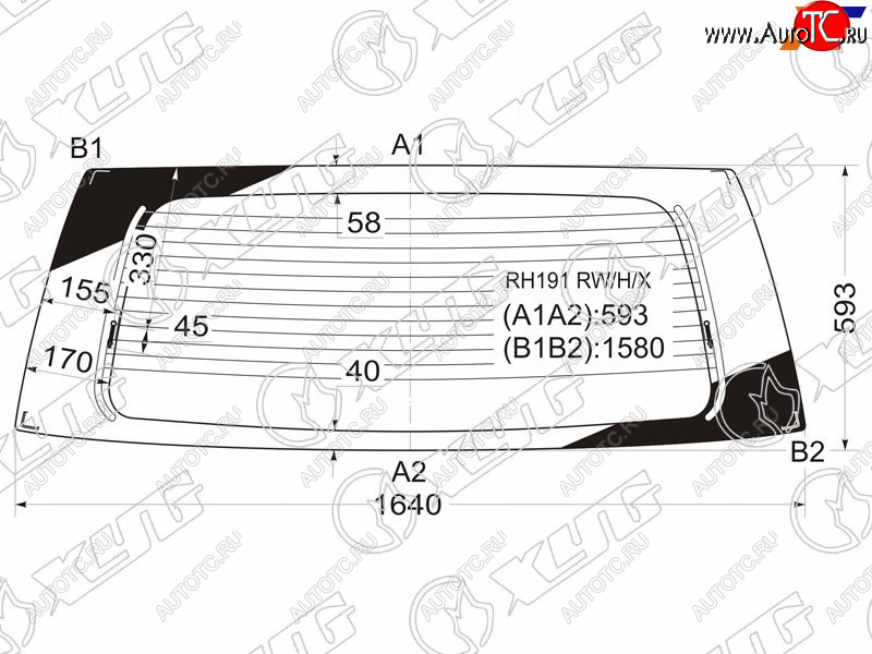 11 199 р. Стекло заднее (Цвет зеленый Обогрев) Toyota Hiace Regius 97-99  Touring Hiace 99-02 XYG RH191 RW/H/X  с доставкой в г. Майкоп