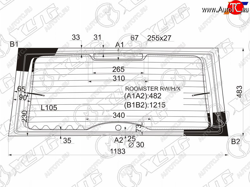 8 449 р. Стекло заднее (Цвет зеленый Обогрев) Skoda Fabia 07-10  Praktik 06-15  Roomster 06-15 XYG ROOMSTER RW/H/X  с доставкой в г. Майкоп