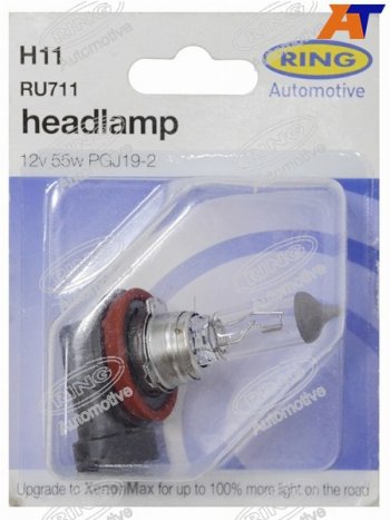 839 р. Лампа головного освещения H11  12V 55W Блистер 1 шт. RING RU711  с доставкой в г. Майкоп. Увеличить фотографию 1
