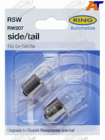 164 р. Лампа дополнительного освещения R5W  12V 5W Блистер 2 шт. RING RW207  с доставкой в г. Майкоп. Увеличить фотографию 1