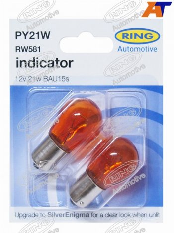 233 р. Лампа дополнительного освещения PY21W Янтарная 12V 21W Блистер 2 шт (1 из штифтов смещён по радиусу) RING RW581  с доставкой в г. Майкоп. Увеличить фотографию 1