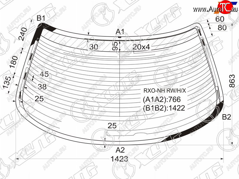 8 499 р. Стекло заднее (Цвет зеленый Обогрев Антенна) Toyota Mark II (X100) 96-00 XYG RXO-NH RW/H/X  с доставкой в г. Майкоп