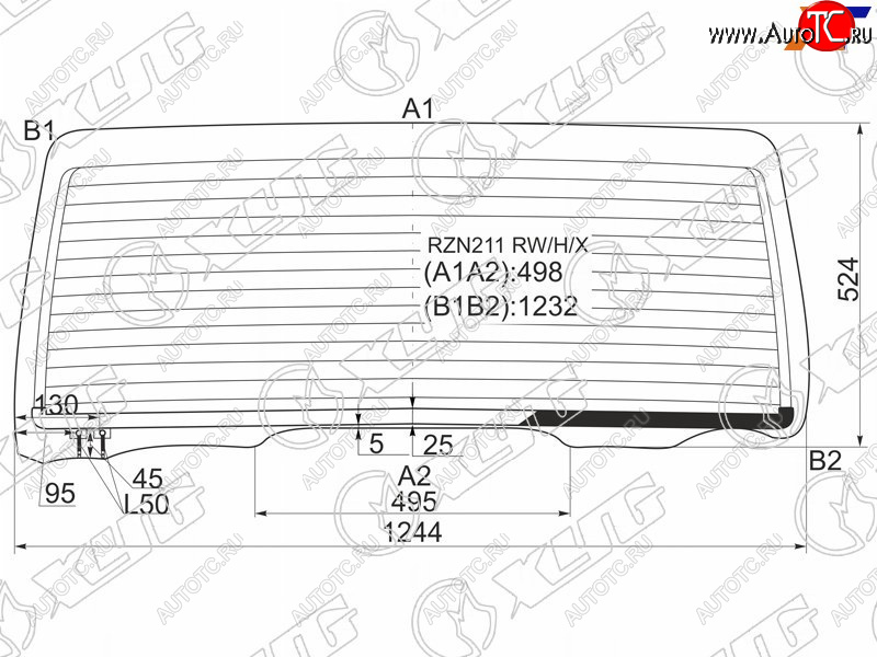7 999 р. Стекло заднее (Цвет зеленый Обогрев) Toyota 4Runner 02-09  Hilux Surf 02-09 XYG RZN211 RW/H/X  с доставкой в г. Майкоп
