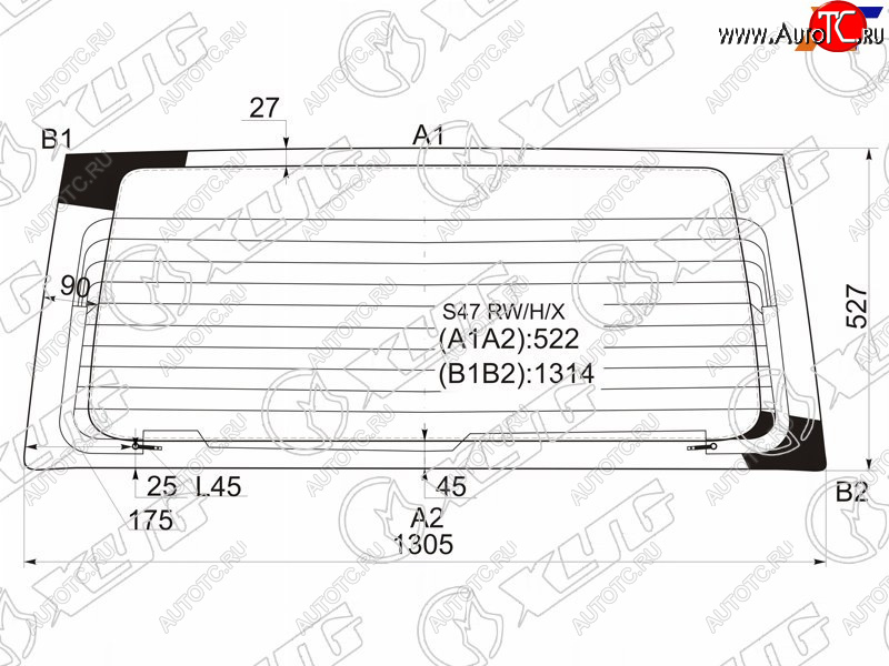 8 299 р. Стекло заднее с обогревом HONDA STEP WAGON 96-01                                                     XYG S47 RW/H/X  с доставкой в г. Майкоп
