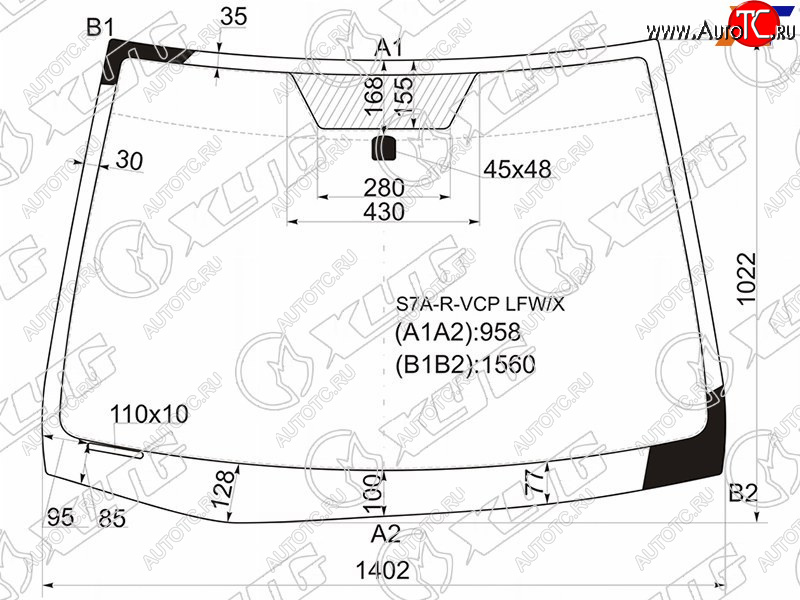 6 749 р. Стекло лобовое HONDA STREAM 00-06 XYG S7A-R-VCP LFW/X  с доставкой в г. Майкоп