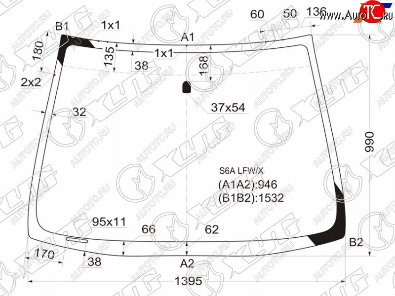 5 849 р. Стекло лобовое Honda Civic 00-06 XYG S6A LFW/X  с доставкой в г. Майкоп