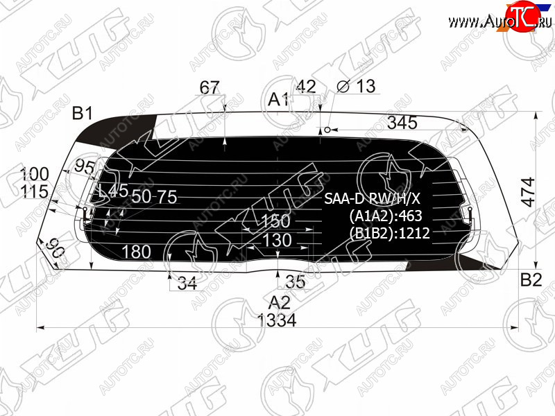 7 249 р. Стекло заднее (Затемненное Обогрев) Honda Fit 01-07  Jazz 02-09 XYG SAA-D RW/H/X  с доставкой в г. Майкоп