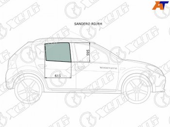 2 599 р. Стекло боковое опускное (Сзади Справа Цвет зеленый) Renault Sandero 09-14  Dacia Sandero 08-12  XYG SANDERO RD/RH  с доставкой в г. Майкоп. Увеличить фотографию 1