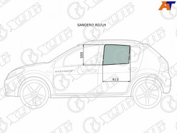 2 599 р. Стекло боковое опускное (Сзади Слева Цвет зеленый) Renault Sandero 09-14  Dacia Sandero 08-12  R XYG SANDERO RD/LH  с доставкой в г. Майкоп. Увеличить фотографию 1