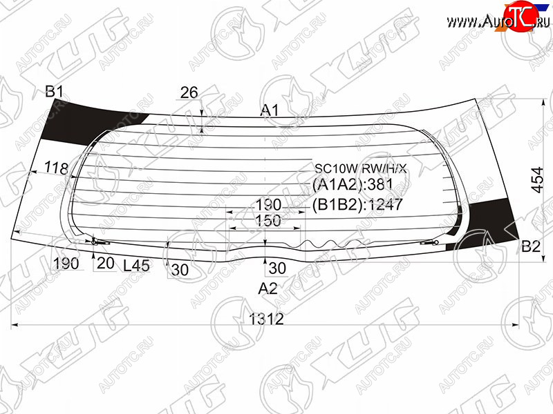 7 999 р. Стекло заднее (Цвет зеленый Обогрев) Scion xA 04-06  Toyota Ist 02-07 XYG SC10W RW/H/X  с доставкой в г. Майкоп