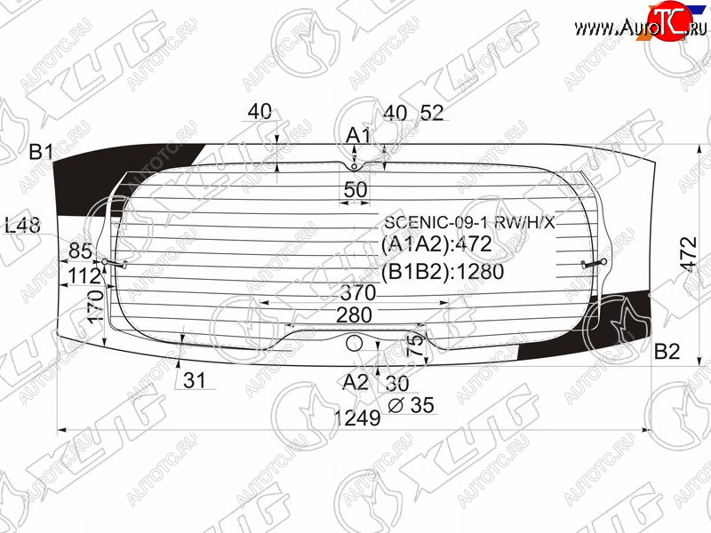 12 699 р. Стекло заднее (Цвет зеленый Обогрев Антенна) Renault Grand Scenic 09-16 XYG SCENIC-09-1 RW/H/X  с доставкой в г. Майкоп