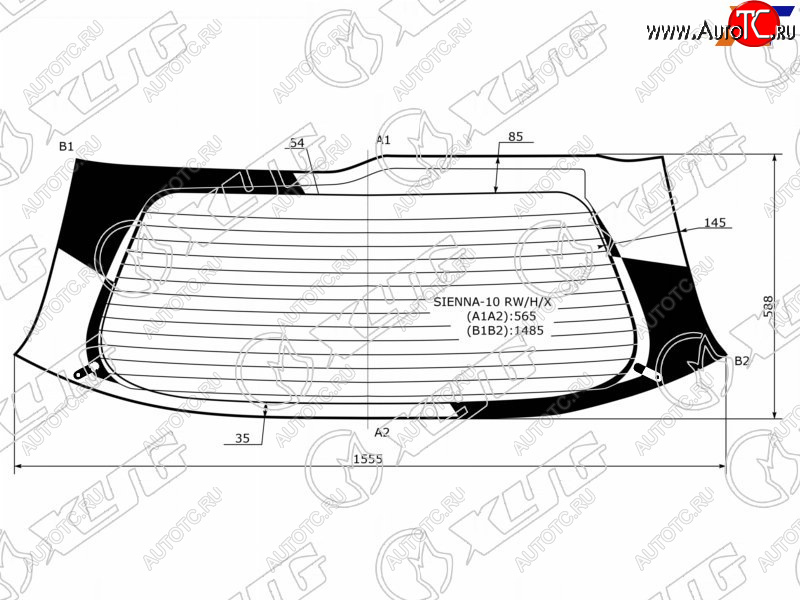 12 899 р. Стекло заднее (Цвет зеленый Обогрев) Toyota Sienna 10-20 XYG SIENNA-10 RW/H/X  с доставкой в г. Майкоп